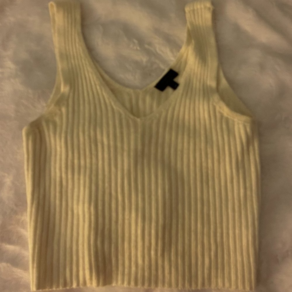 Ivory Ribbed Tank / Debut / Size S/M